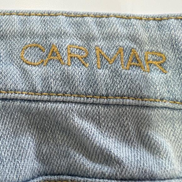 Car Mar Jeans Womens 24 Light Wash Distressed Ripped Straight Leg Made USA Denim - Picture 3 of 9